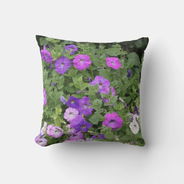 Spring Flowers Purple Petunia Flowers Floral 2021 Throw Pillow (Front)