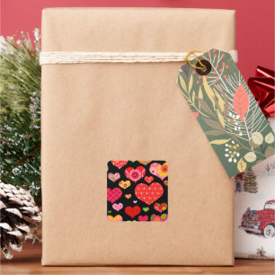 Spring Flowers Rainbow Love Hearts Square Sticker