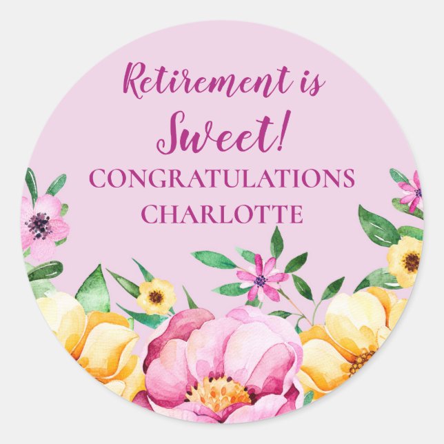 Spring Flowers Retirement Party Favour Tag (Front)