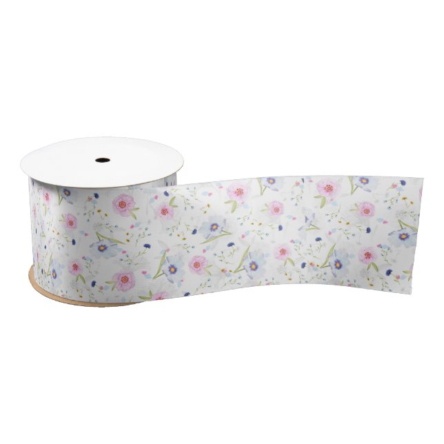 spring flowers ribbon satin ribbon (Spool)