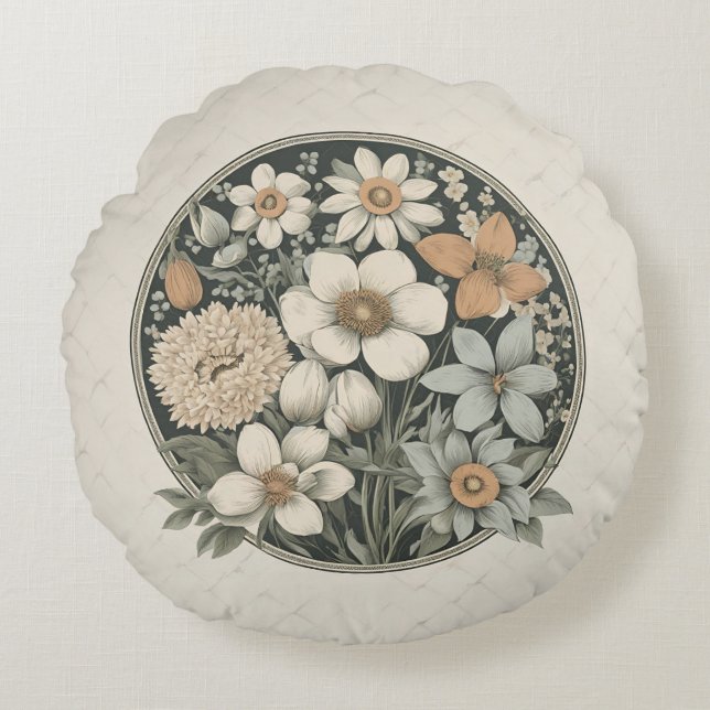 Spring Flowers Round Pillow (Front)