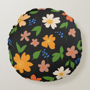 Spring flowers round pillow