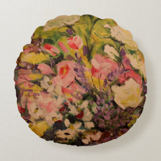 Spring flowers round pillow