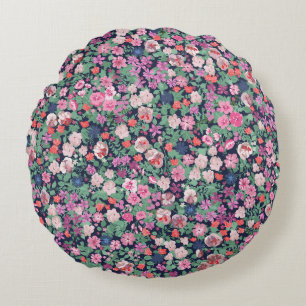 Spring flowers: seamless plant print. round pillow