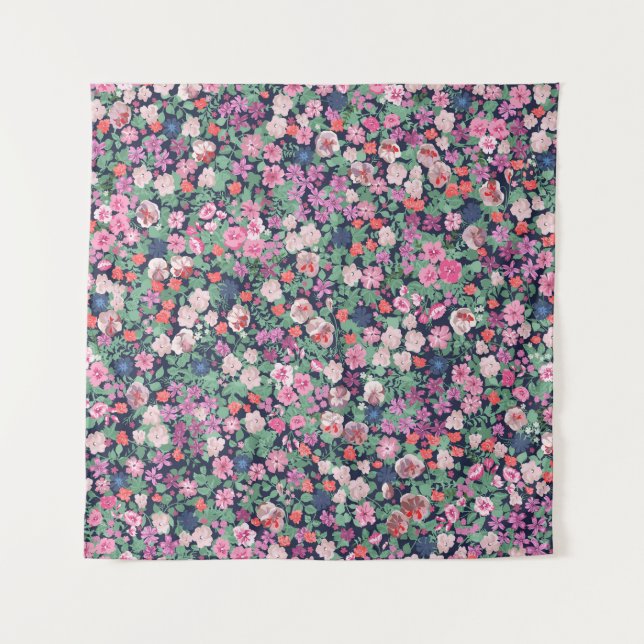 Spring flowers: seamless plant print. tapestry (Front)