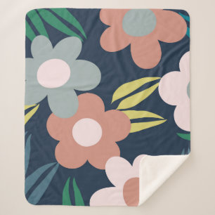 Spring flowers sherpa blanket
