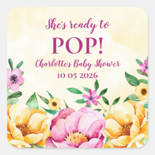 Spring Flowers She's Ready to Pop Baby Shower Tag