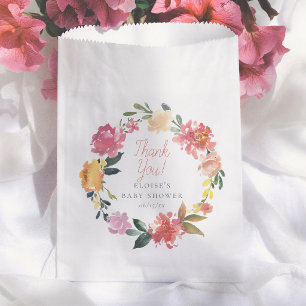 Spring Flowers Simple Girl Baby Shower Thank You Favour Bag