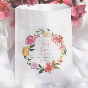 Spring Flowers Simple Girl Baby Shower Thank You Favour Bag
