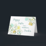 Spring Flowers Teacher Happy Easter Holiday Card<br><div class="desc">Happy Easter teacher greeting card with beautiful spring garden flowers.</div>
