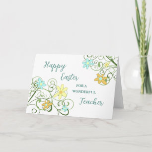 Spring Flowers Teacher Happy Easter Holiday Card