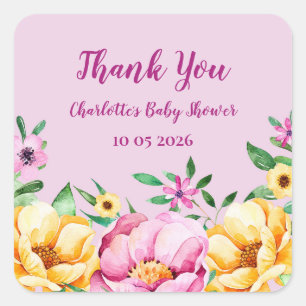Spring Flowers Thank You Baby Shower Favour Tag