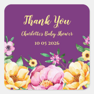 Spring Flowers Thank You Baby Shower Favour Tag