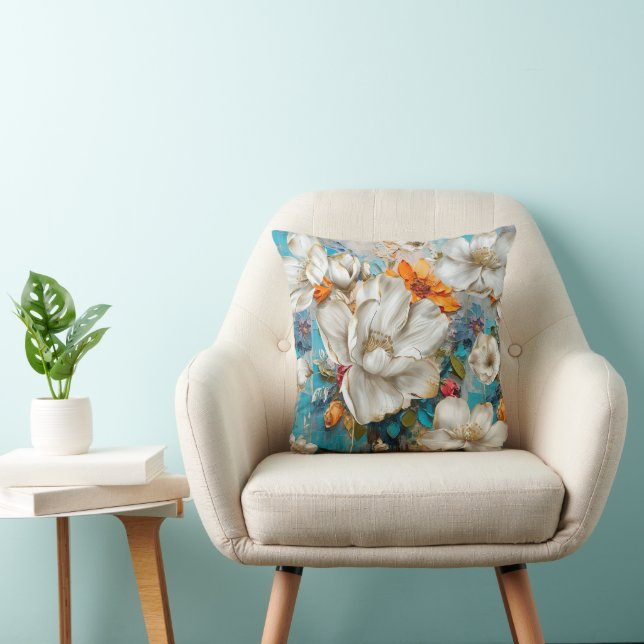 Spring Flowers Throw Pillow (Chair)