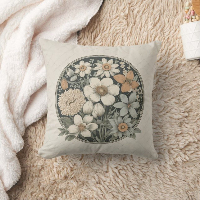Spring Flowers Throw Pillow (Blanket)