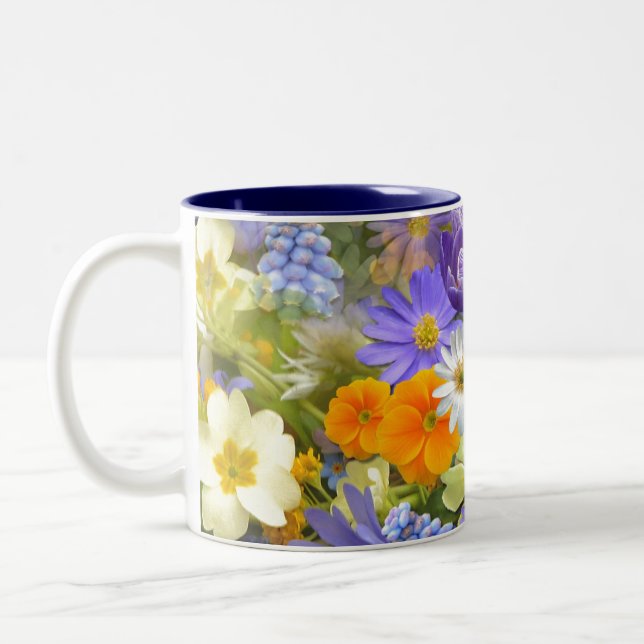 Spring Flowers Two-Tone Coffee Mug (Left)