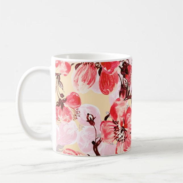 Spring Flowers U Pattern Coffee Mug (Left)