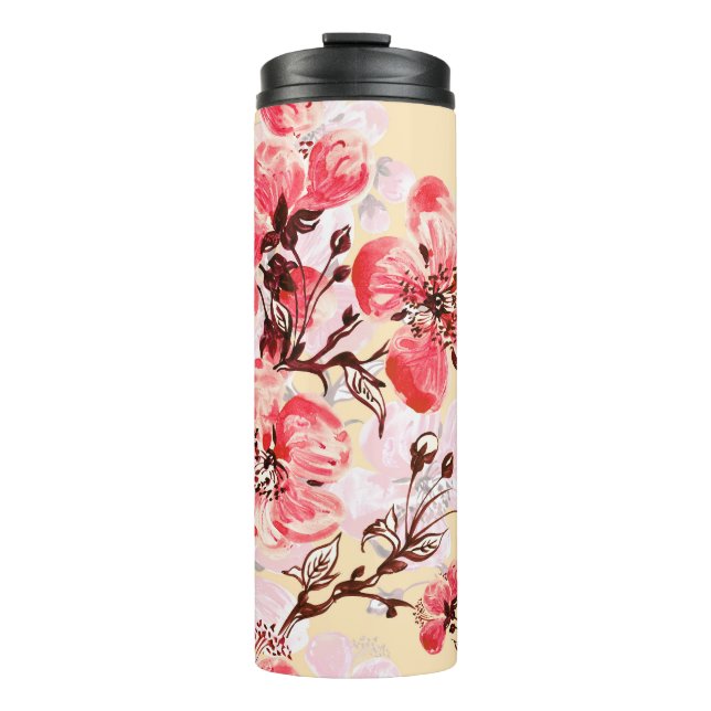 Spring Flowers U Pattern Thermal Tumbler (Front)