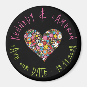 Spring Flowers Valentine Heart Love Save The Date Magnet