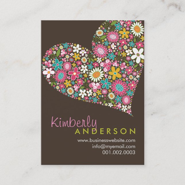 Spring Flowers Valentine Love Heart Profile Card (Front)