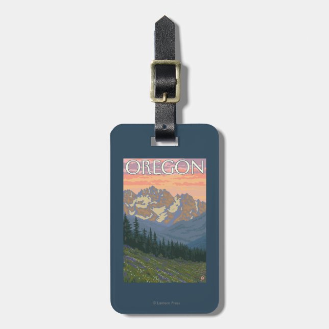 Spring Flowers- Vintage Travel Poster Luggage Tag (Front Vertical)