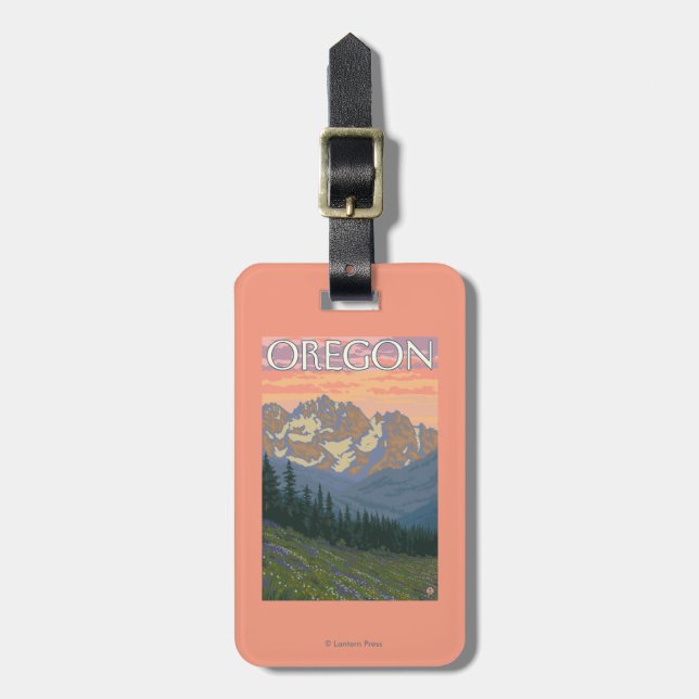 Spring Flowers- Vintage Travel Poster Luggage Tag (Front Vertical)