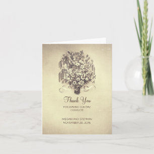 Spring Flowers Vintage Wedding Thank You Card
