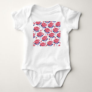 Spring flowers, watercolor seamless pattern. baby bodysuit