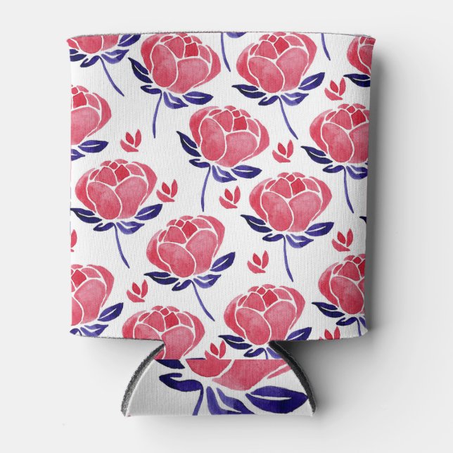 Spring flowers, watercolor seamless pattern. can cooler (Front)