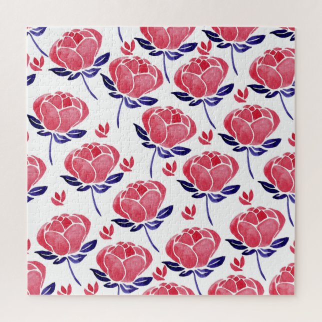 Spring flowers, watercolor seamless pattern. jigsaw puzzle (Vertical)