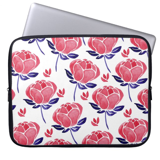 Spring flowers, watercolor seamless pattern. laptop sleeve (Front)