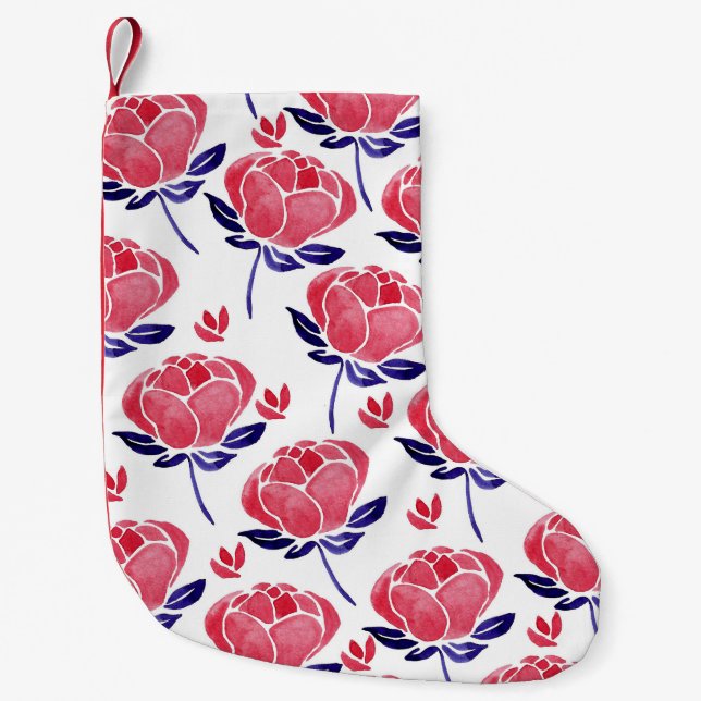 Spring flowers, watercolor seamless pattern. small christmas stocking (Front)
