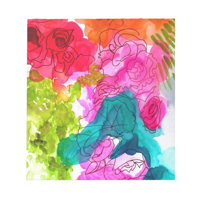Spring Flowers watercolour abstract art Notepad (Front)