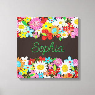 Spring Flowers Whimsical Garden Art Canvas Print