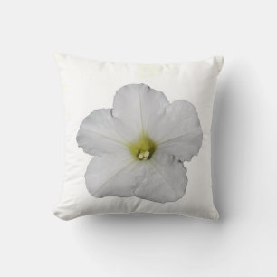 Spring Flowers White Floral Single Petunia Flower Throw Pillow