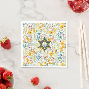 Spring Flowers with Star of David Napkin
