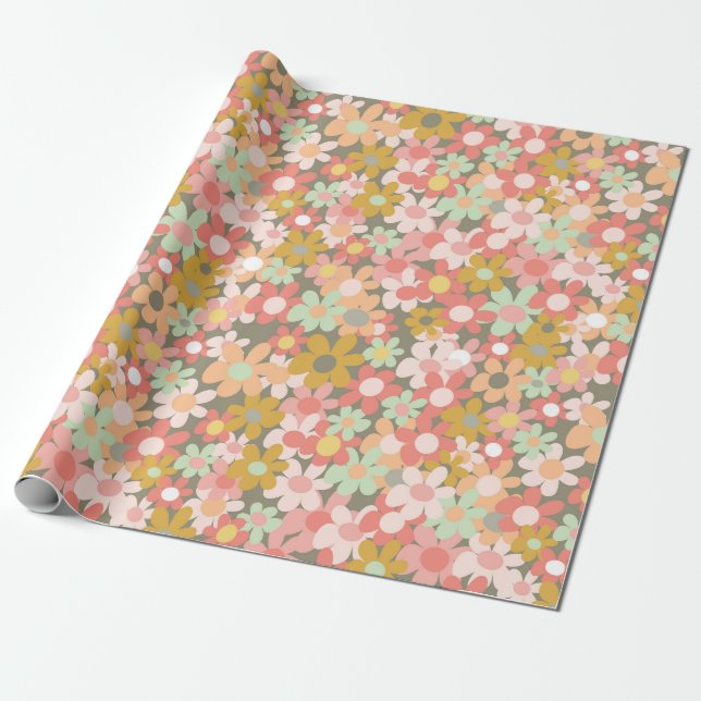 Spring Flowers Wrapping Paper (Unrolled)