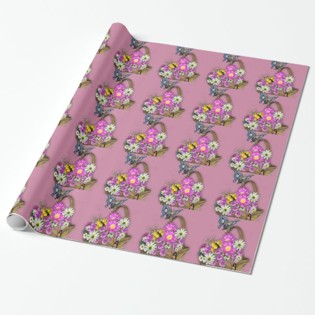 Spring flowers wrapping paper (Unrolled)