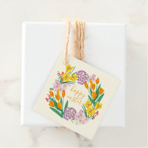 Spring flowers yellow easter floral tulip drawing favour tags