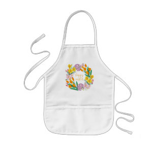 Spring flowers yellow easter floral tulip drawing kids apron