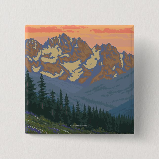 Spring Flowers - Yellowstone National Park 2 Inch Square Button (Front)