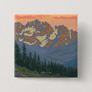 Spring Flowers - Yellowstone National Park 2 Inch Square Button