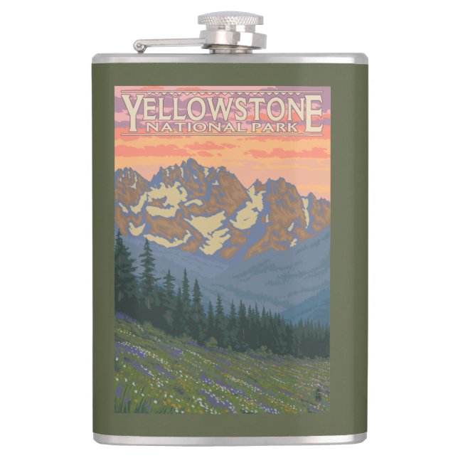 Spring Flowers - Yellowstone National Park Hip Flask (Front)