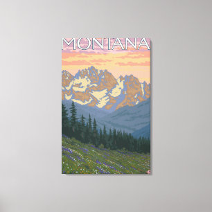 Spring FlowersMontanaVintage Travel Poster Canvas Print