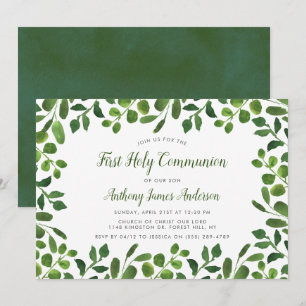 Spring Foliage Holy Communion Or Confirmation Invitation