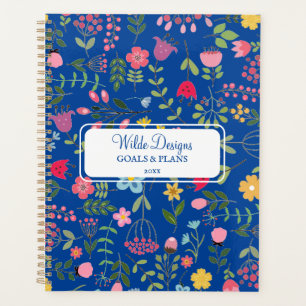 Spring for Wildflowers Floral Pattern Bright Blue Planner