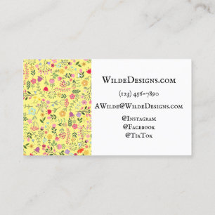 Spring for Wildflowers Lemon Yellow Floral Pattern Business Card