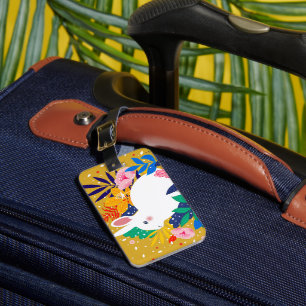 Spring Forest Flower White Bunny  Luggage Tag
