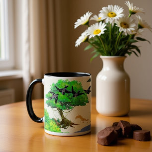 Spring Forest Life with Birds and Squirrel – Natur Large Coffee Mug