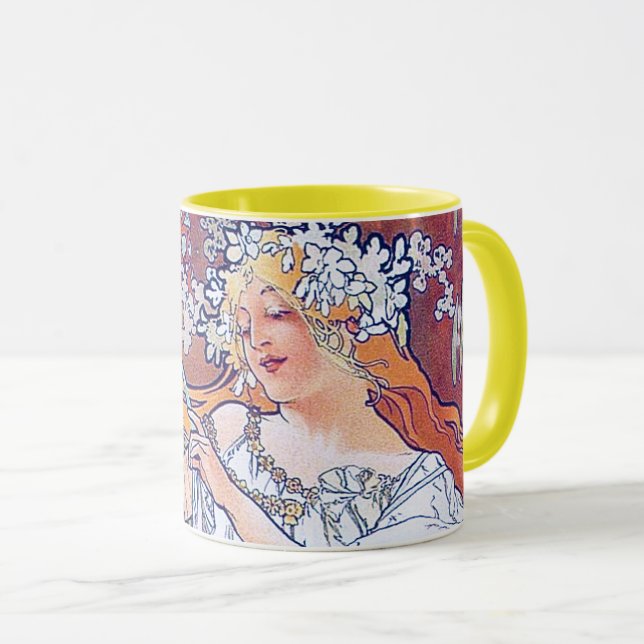 Spring (Four Seasons), Alphonse Mucha Mug (Front Right)